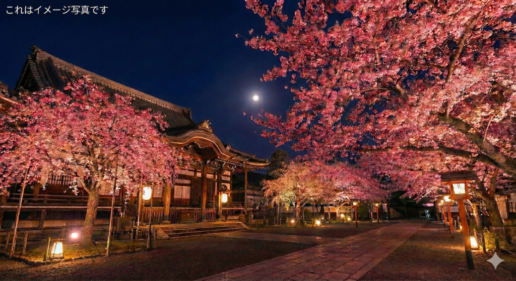 ライトアップされた密蔵院の夜桜